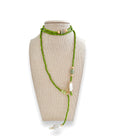 Tina Necklace Long Green Wrap with Mother of Pearl